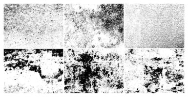 Grunge grainy dirty texture. Set of six abstract urban distress overlay backgrounds. Vector illustration