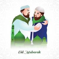 Islamic festival celebration eid mubarak card background vector