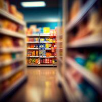 Realistic Blur Background of Store, Department Store, Supermarket or Grocery Store - Image photo