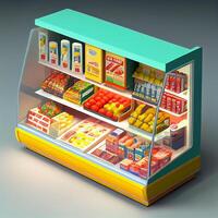 Realistic Abstract Showcase of Grocery Store, Department Store or Supermarket - Image photo