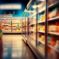 Realistic Blur Background of Store, Department Store, Supermarket or Grocery Store - Image photo