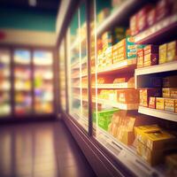 Realistic Blur Background of Store, Department Store, Supermarket or Grocery Store - Image photo