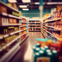 Realistic Blur Background of Store, Department Store, Supermarket or Grocery Store - Image photo