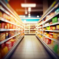 Realistic Blur Background of Store, Department Store, Supermarket or Grocery Store - Image photo