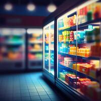 Realistic Blur Background of Store, Department Store, Supermarket or Grocery Store - Image photo