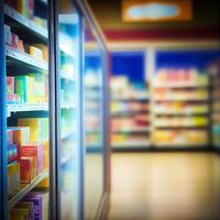 Realistic Blur Background of Store, Department Store, Supermarket or Grocery Store - Image photo