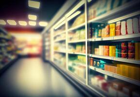 Realistic Blur Background of Store, Department Store, Supermarket or Grocery Store - Image photo