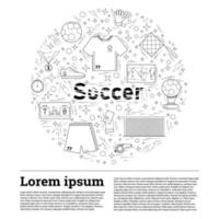 Soccer a set of elements in a circle text vector