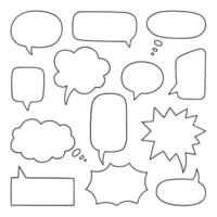 Hand drawn set of speech bubble doodle. Vector illustration isolated on white background.