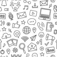 Seamless pattern of social media doodle. Online communication in sketch style. Vector illustration