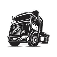 truck, logo concept black and white color, hand drawn illustration vector