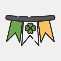 Icon bunting with clover. St. Patrick's Day celebration elements. Icons in filled line style. Good for prints, posters, logo, party decoration, greeting card, etc. vector