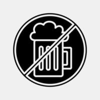 Icon no alcohol, forbidden drink. Islamic elements of Ramadhan, Eid Al Fitr, Eid Al Adha. Icons in glyph style. Good for prints, posters, logo, decoration, greeting card, etc. vector