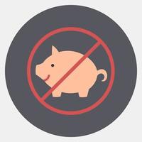 Icon no pig, forbidden food. Islamic elements of Ramadhan, Eid Al Fitr, Eid Al Adha. Icons in color mate style. Good for prints, posters, logo, decoration, greeting card, etc. vector