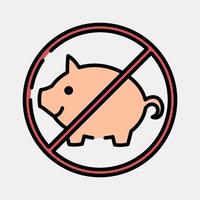 Icon no pig, forbidden food. Islamic elements of Ramadhan, Eid Al Fitr, Eid Al Adha. Icons in filled line style. Good for prints, posters, logo, decoration, greeting card, etc. vector