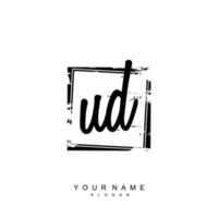 Initial UD Monogram with Grunge Template Design vector