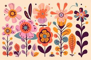 Seamless hand drawn background with flowers. modern Hand drawn flower seamless pattern . Colorful seamless pattern with floral pattern in eastern style. . photo