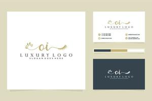 Initial OI Feminine logo collections and business card template Premium Vector