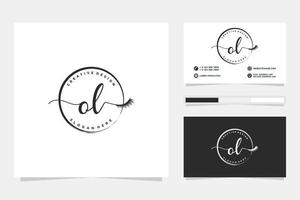 Initial OL Feminine logo collections and business card template Premium Vector