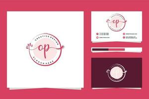 Initial OP Feminine logo collections and business card template Premium Vector