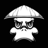 Duck Farmer Hat Black and White Mascot Design vector