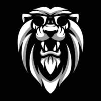 Lion Sunglass Black and White Mascot Design vector