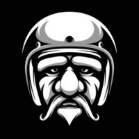 Old Man Ride Black and White Mascot Design vector