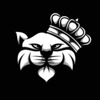 Cat King Black and White Mascot Design vector