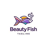 colorful fish logo design. beautiful betta fish logo vector illustration in creative line style artwork