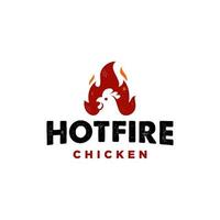 logotipo de pollo de fuego rústico, ilustración de icono de vector de símbolo de llama de gallina, logotipo de gradiente moderno, icono de aplicación de restaurante de comida rápida