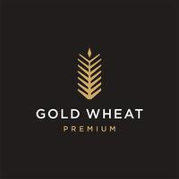 premium gold wheat logo icon. simple geometric wheat icon symbol for bakery business. vector