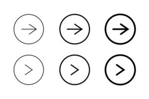 Set of round arrow in various stroke line vector