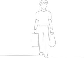 A refugee carrying two bags vector