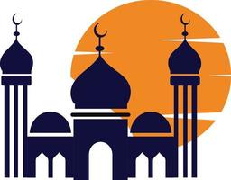 Very Beautiful evening sun and mosque vector