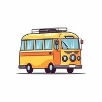 Travel bus cute vector flat illustration