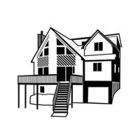 poconos cabin detailed silhouette vector