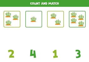 Count all sea weeds and match with the correct number. vector