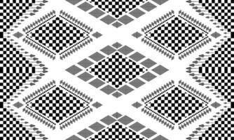 Ethnic folk geometric seamless pattern in black and white tone in vector illustration design for fabric, mat, carpet, scarf, wrapping paper, tile and more