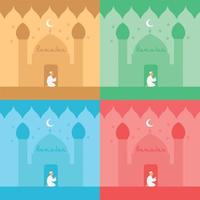 Ramadán mes un persona Orando en un mezquita antecedentes vistoso vector ilustración
