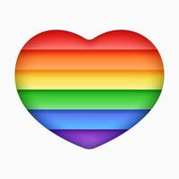 Realistic paper cut heart in the rainbow colors of the LGBTQ flag. Pride month vector