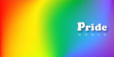 Pride month colourful blurred background. LGBTQ banner in rainbow colors with text vector