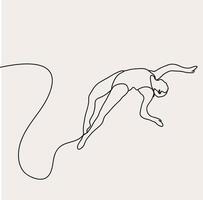Minimalist Swimmer Line art, Sport Exercise, Athlete  Outline Drawing, Simple Sketch, Illustration Vector