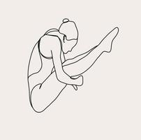 Minimalist Swimmer Line art, Sport Exercise, Athlete  Outline Drawing, Simple Sketch, Illustration Vector