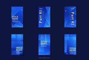 Story background.template modern,abstract frame,gradient box,memphis,dark and light blue,6 set collection vector