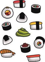 Sushi in White Background Wallpaper vector