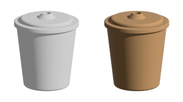 realistic blank mock up paper cups with white and brown. 3d illustration png