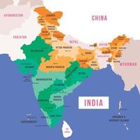 India Country and Capital City Full Map vector
