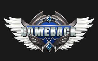 Game Achievement Badge Logo Element with Comeback Text Effect vector