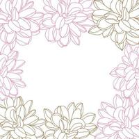 Dahlia line art flower frame vector