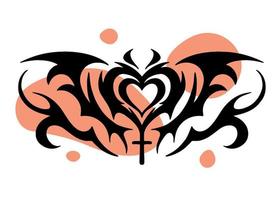 A girl's transferable temporary tattoo.  Celtic heart in lineart style and engraving. Vector drawing